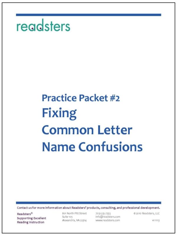 Downloadable Practice Packet #2 - Fixing Common Letter Name Confusions