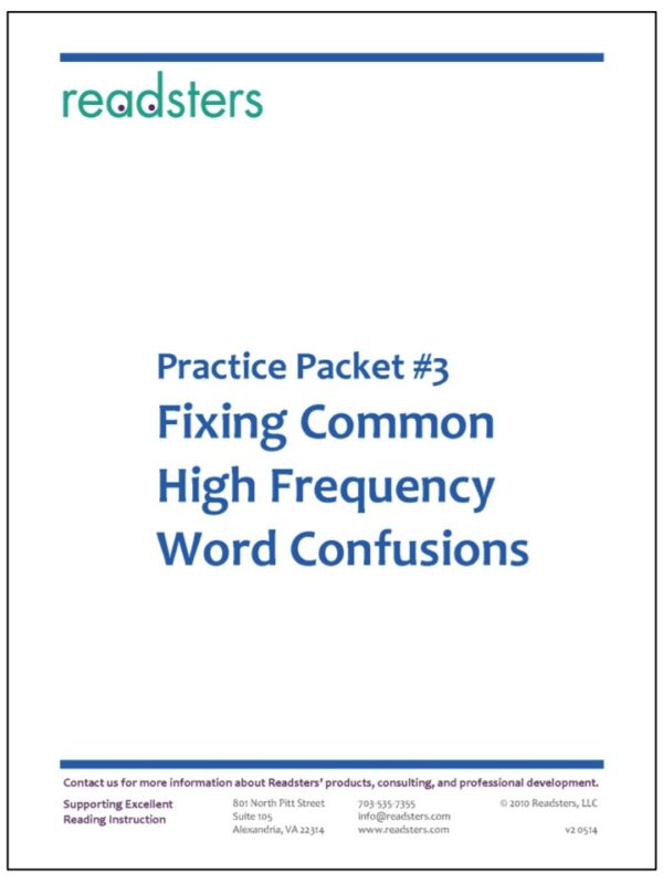 Downloadable Practice Packet #3 - Fixing Confusing Words